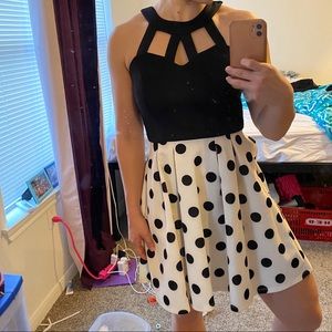Black and white polka dot dress